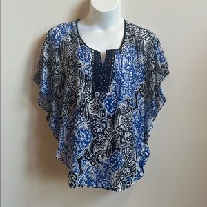 Studio Works Blue and Black Paisley Blouse